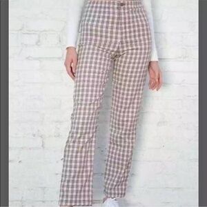 BRANDY MELVILLE women’s tan vintage checkered pants straight leg